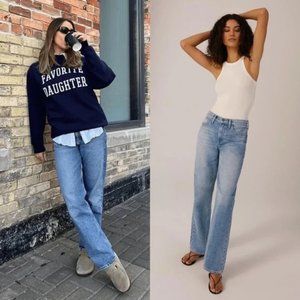 FAVORITE DAUGHTER The Tommy Mid Rise Boyfriend Jeans in Wash 1996 Blue US 29